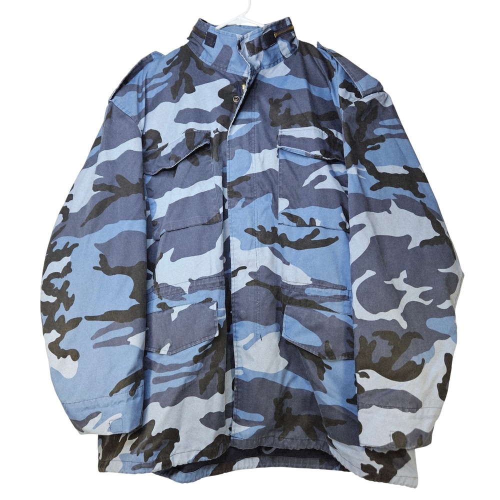 Mega Froce Mens Blue Camouflage M65 Field Coat Military Jacket 3XLReg Streetwear